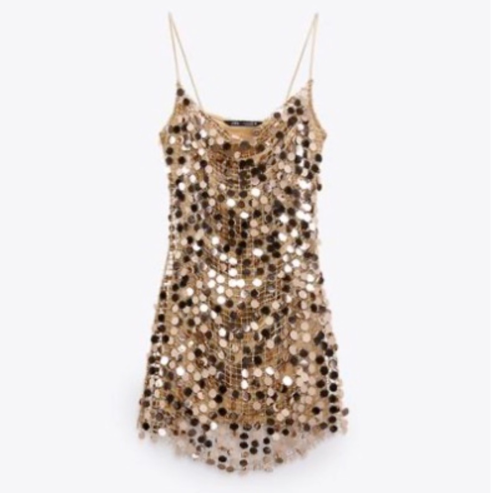 Zara gold sequin dress Size S